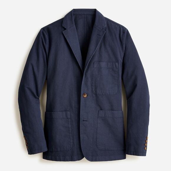 J.Crew Garment Dyed Cotton Linen Chino Suit Jacket Navy Classic Mens US 42 NWT - Picture 2 of 15